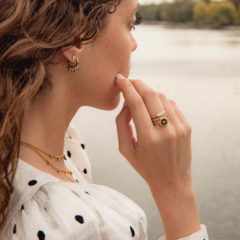 Celestial Black Enamel Astra Ring