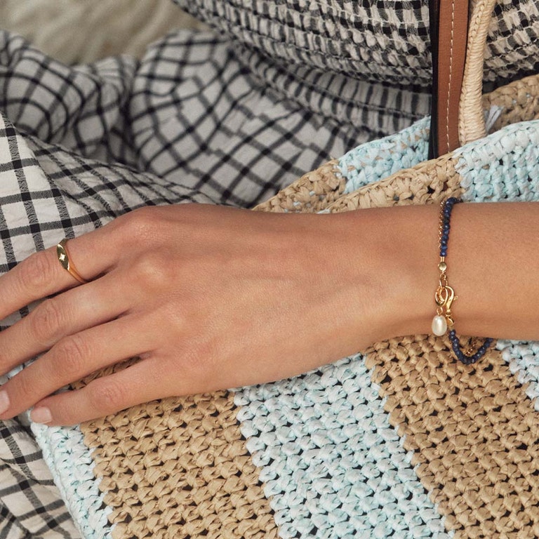 Gold Biography Lapis Bracelet