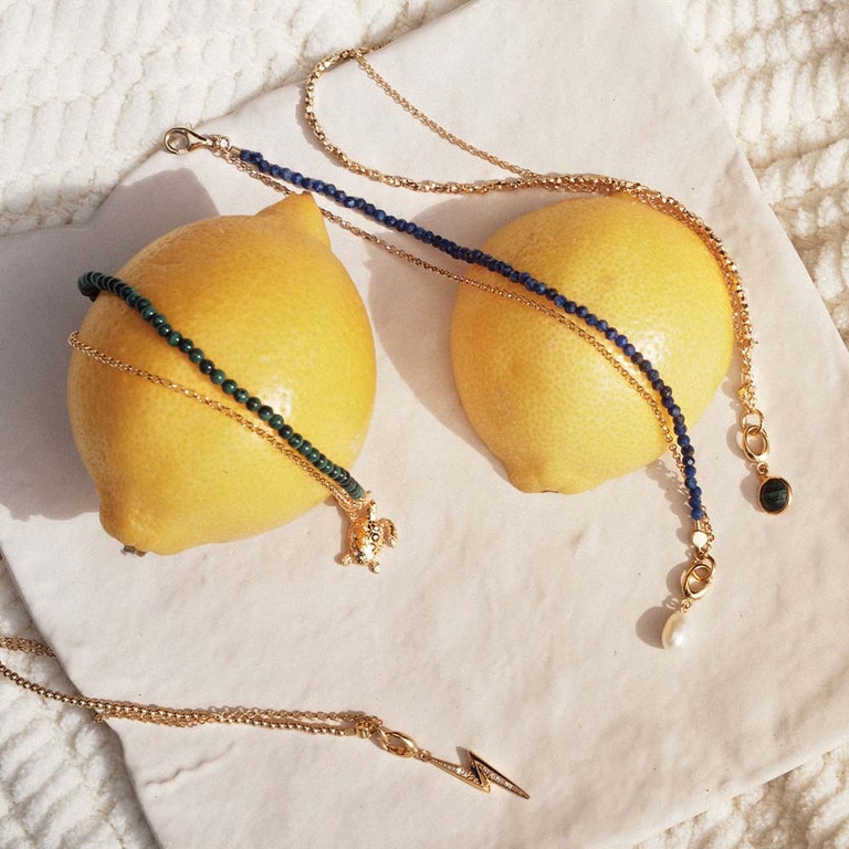 Gold Biography Lapis Bracelet