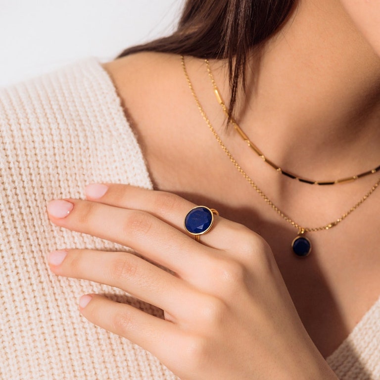 Large Lapis Round Stilla Ring