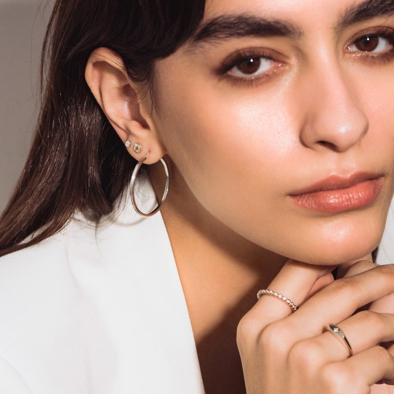 Large Linia Hoop Earrings in Sterling Silver 