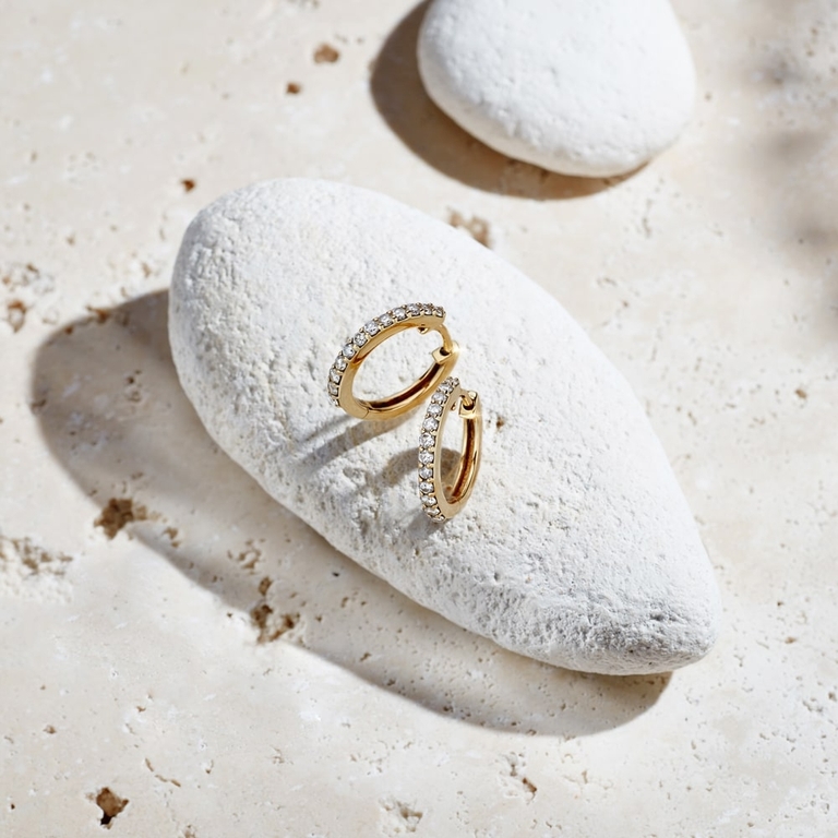 Medium Halo Diamond Hoop Earrings