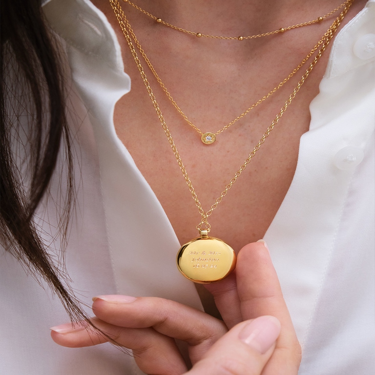 Gold Biography Medium Locket Necklace