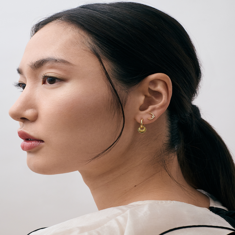 Gold Raye Charm Huggie Hoops