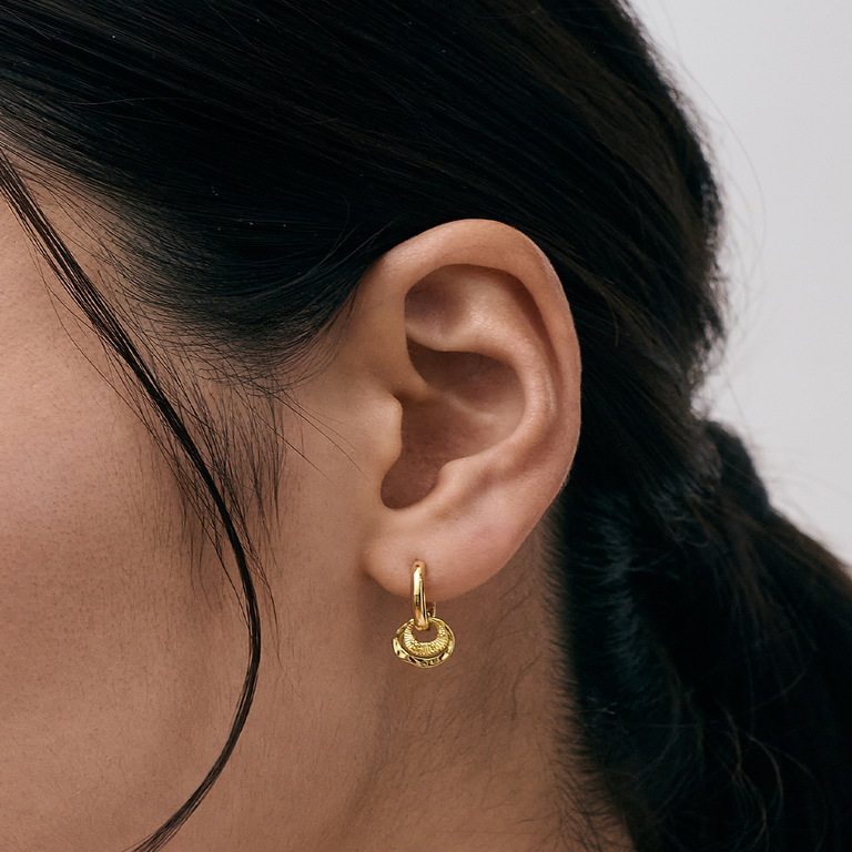 Gold Raye Charm Huggie Hoops