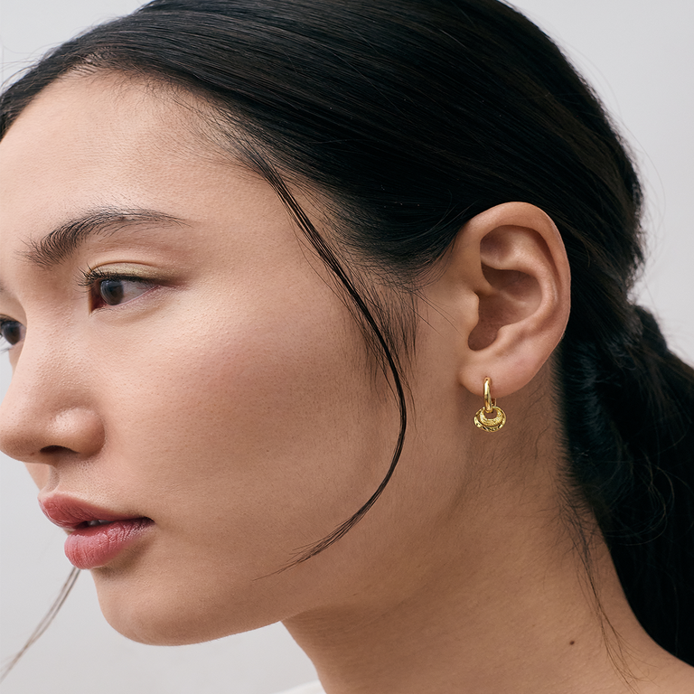 Gold Raye Charm Huggie Hoops