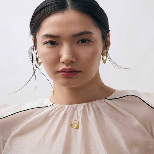 Gold Raye Statement Hoop Stud Earrings