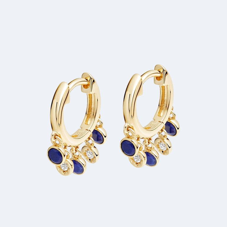 Biography Droplet Lapis Lazuli Hoop Earrings