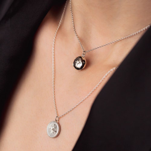 Silver Celestial Compass Pendant Necklace