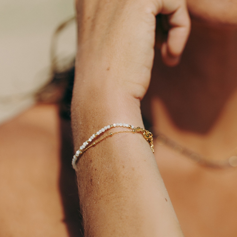 Gold Fine Biography Mother Of Pearl Bracelet