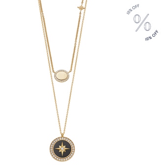 Gold Star Set Locket Necklace Stack