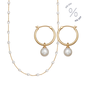 Pearl Necklace and Earring Stack