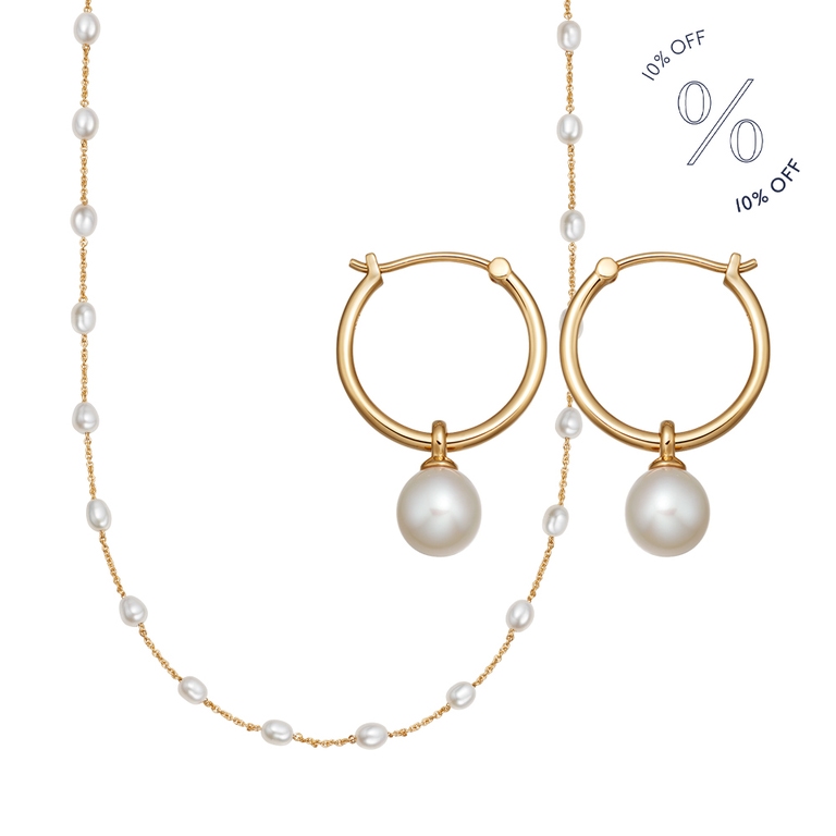Pearl Necklace and Earring Stack