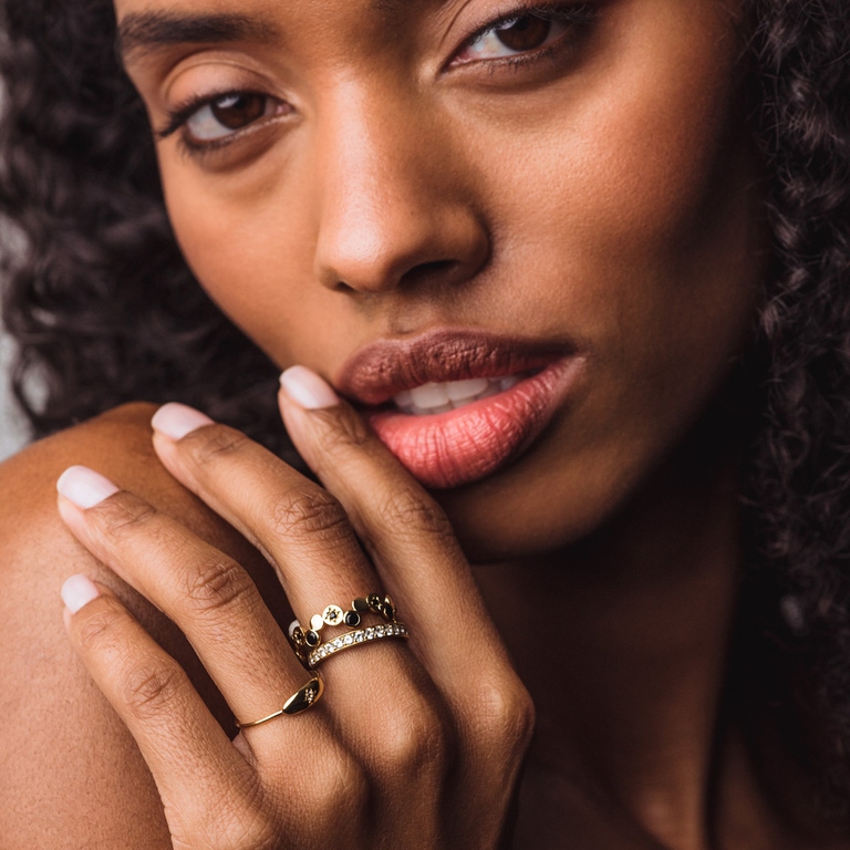 Gold Polaris North Star Black Spinel Ring