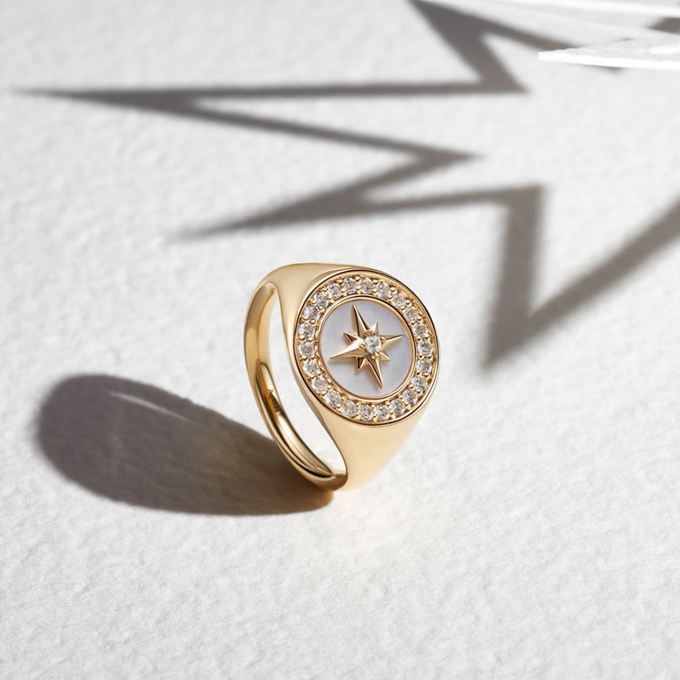 Polaris Compass Signet Ring in Yellow Gold Vermeil | Yellow Gold Vermeil | Astley Clarke London
