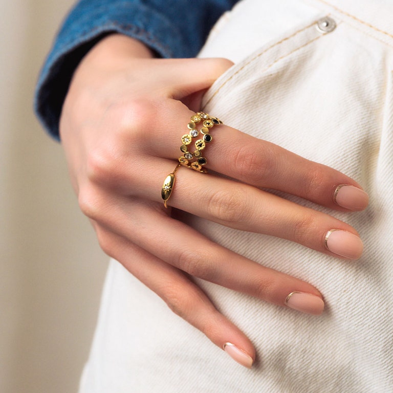 Gold Polaris North Star Black Spinel Ring