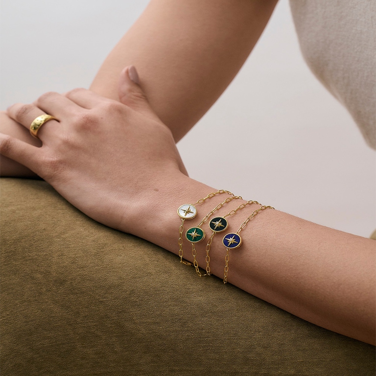 Gold Polaris Malachite Locket Bracelet