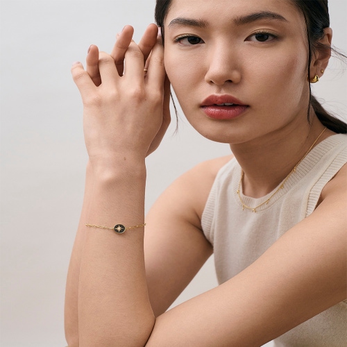 Gold Polaris Black Onyx Locket Bracelet