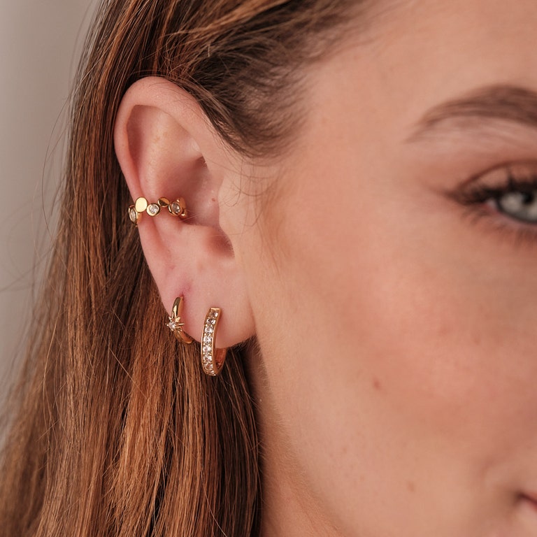 Polaris White Sapphire Ear Cuff in Yellow gold Vermeil
