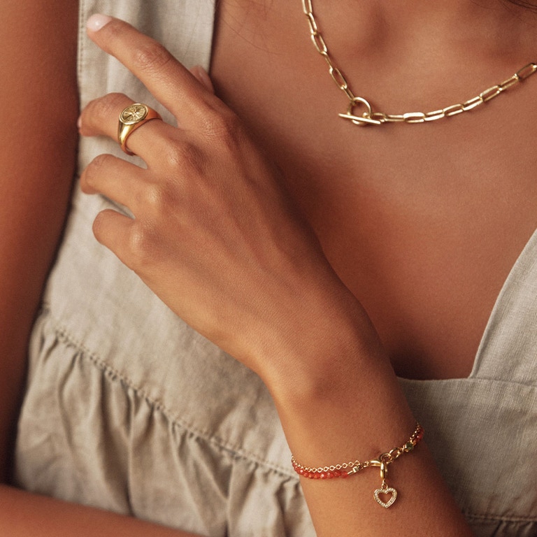 Gold Biography Red Agate Bracelet
