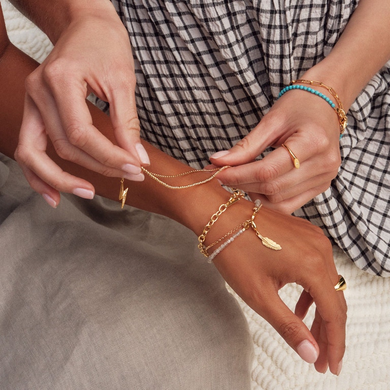 Gold Biography Round Bead Bracelet