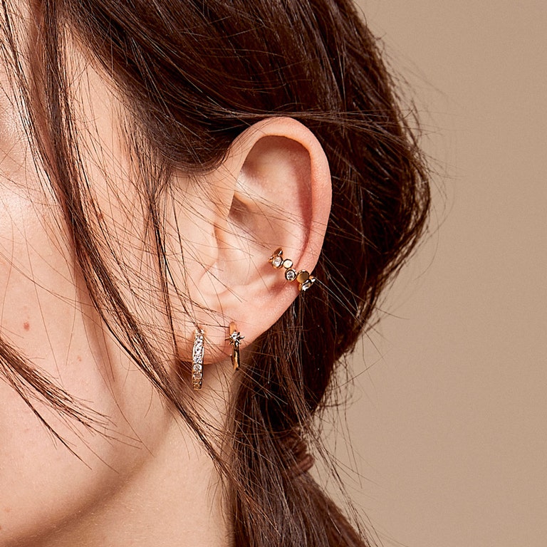 Polaris White Sapphire Ear Cuff in Yellow gold Vermeil