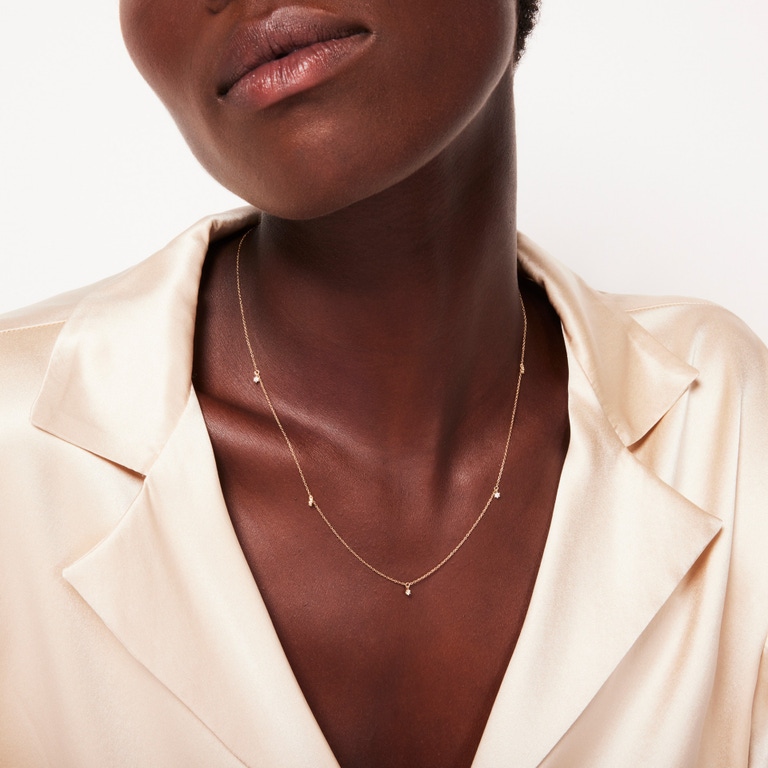 Solid Gold Lab Grown Diamond Station Necklace