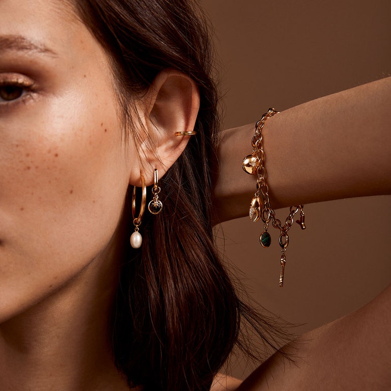Charm Bracelet and Earring Stack