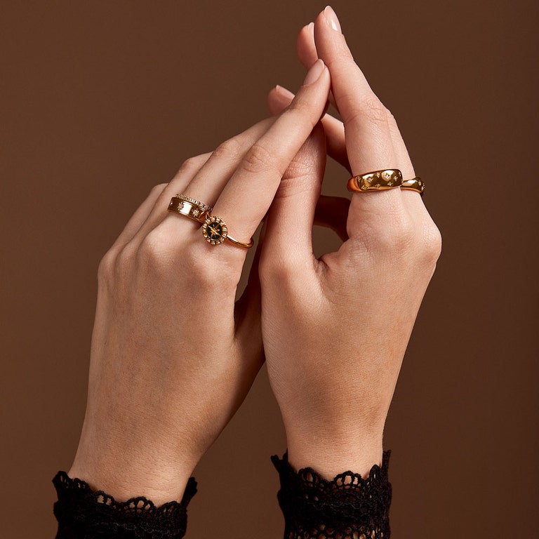Celestial Black Enamel Astra Ring