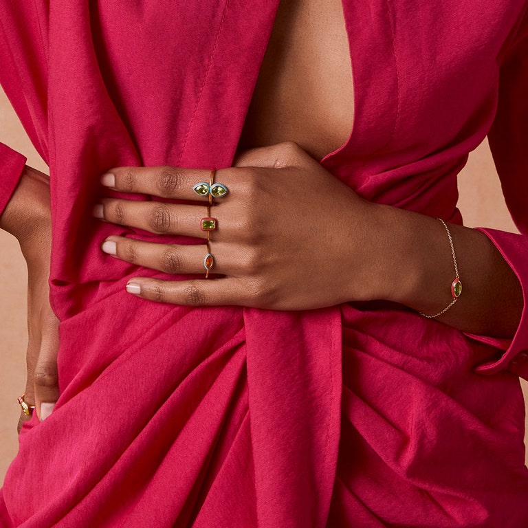 Gold Flare Marquise Cut Bracelet