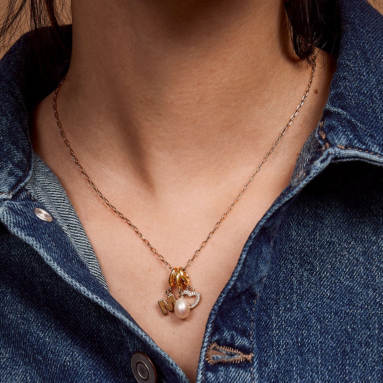 Initial 'E' Biography Charm in Yellow gold vermeil | Astley Clarke