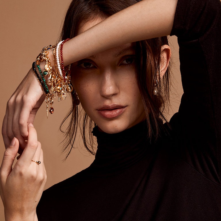 Black Spinel Biography Bracelet IN Yellow GOLD VERMEIL