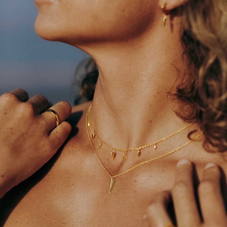 Gold Deco Shard Pendant Necklace | Astley Clarke