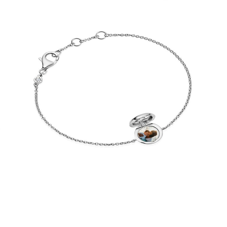 Silver Biography Chain Locket Bracelet