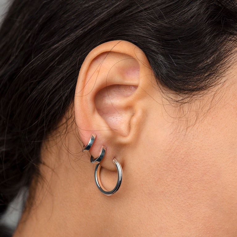 Silver Stilla Mini Huggie Earrings