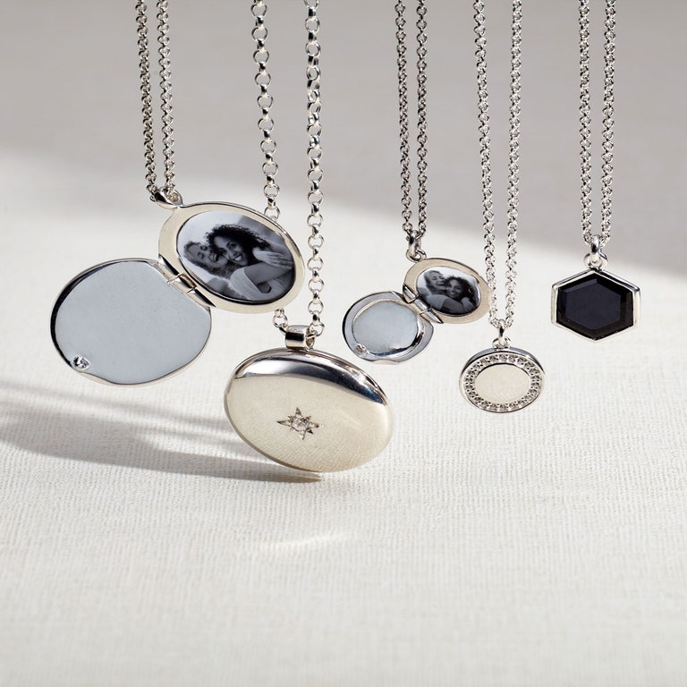 Silver Medium Biography Locket Necklace