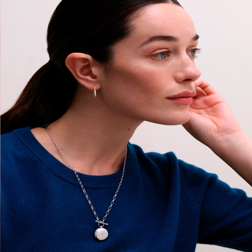 Silver Biography T-Bar Locket Necklace