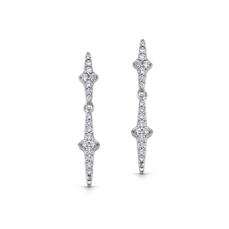 Silver Luna Light Drop Stud Earrings