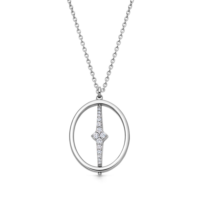 Silver Luna Light Spinning Orb Necklace