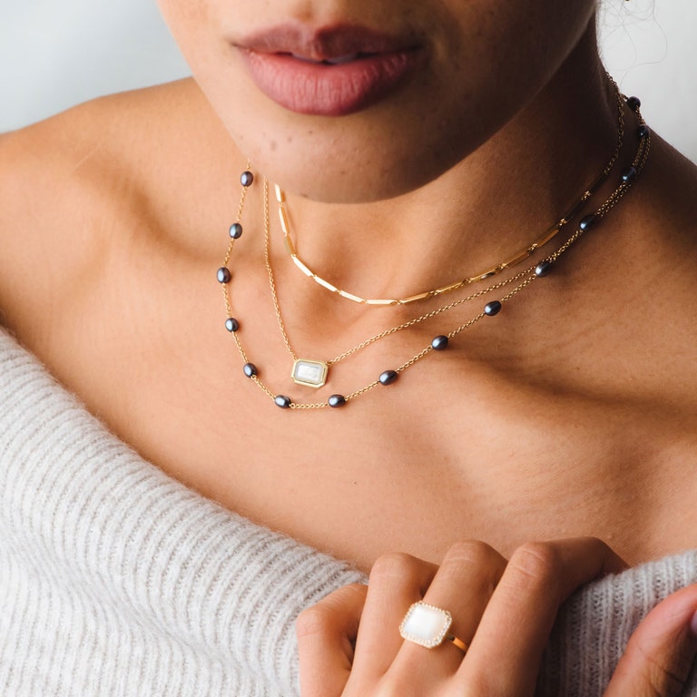Ottima Mother of Pearl Pendant in Yellow Gold Vermeil | Astley Clarke