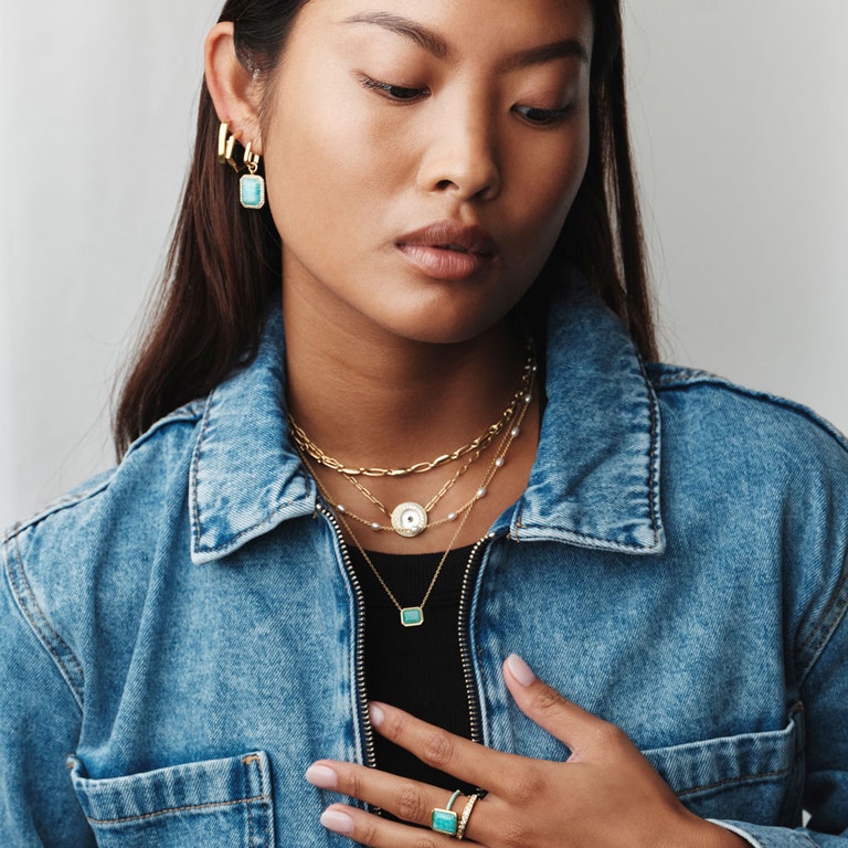 Ottima Amazonite Pendant in Yellow Gold Vermeil | Astley Clarke