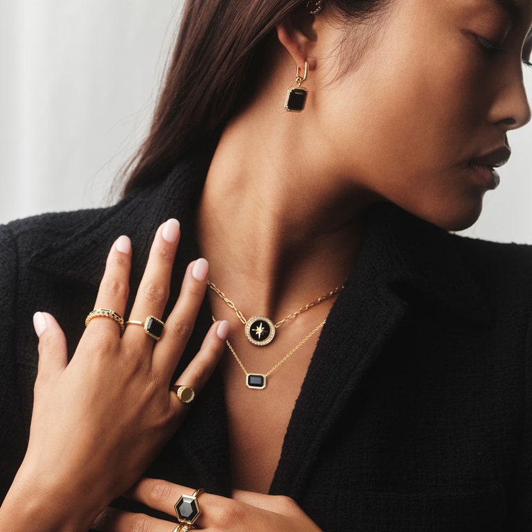 Ottima Black Onyx Pendant in Yellow Gold Vermeil | Astley Clarke