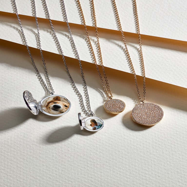 Solid White Gold Icon Natural Diamond Locket Necklace