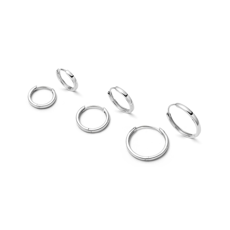 Solid White Gold Medium Hoop Earrings