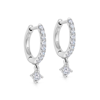 Solid White Gold Interstellar Diamond Drop Earrings