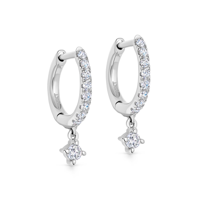 Solid White Gold Interstellar Diamond Drop Earrings