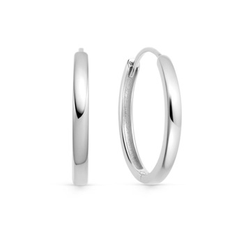 Solid White Gold Large Hoop Earrings