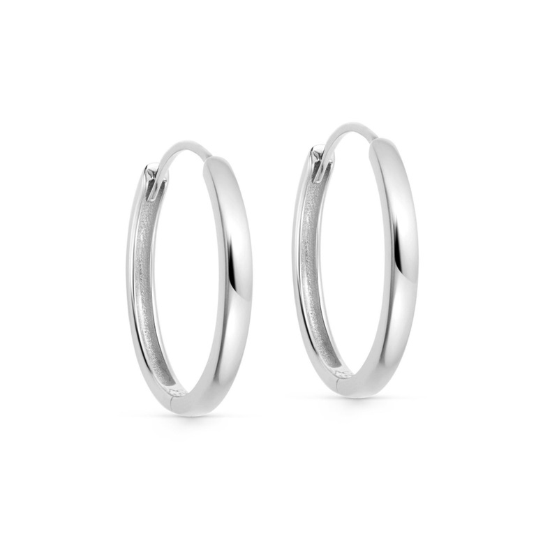 Solid White Gold Large Hoop Earrings