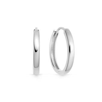 Solid White Gold Medium Hoop Earrings
