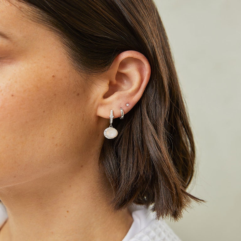 Solid White Gold Mini Hoop Earrings
